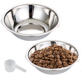 kathson 2 Pack Stainless Steel Dog Bowls, Dog Water and Food Bowl Set, Metal Puppy Bowls, Pet Dishes for Small Dogs and Cats