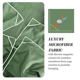 MCNULGUR Magnetic Microfiber Towel, Quick Setup Secure Post-Workout Coverage, Super Absorbent, Fast Drying, Lightweight - Perfect for Gym, Beach, Hiking, Pool, Yoga, and More (Army Green, X Large)