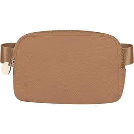 Dancour Brown Pebble Leather Belt Bag - Vegan Leather Multiple Pockets Adjustable - Women's Fanny Pack and Sling Bag - Color: Brown