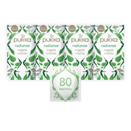 Pukka Herbs | Radiance Organic Herbal Tea | Fennel, Aloe Vera, Peppermint, Dandelion and Nettle | Perfect For An Inner Glow | 4 packs | 80 Sachets