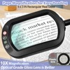 Drdefi 10X Rectangular Real Glass Magnifying Glass with Light and
