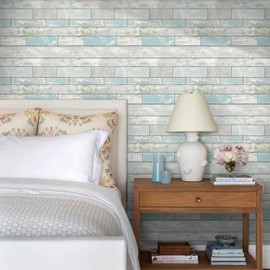 COMSTICKC 3D Faux Wood Wall Panels, Peel and Stick Shiplap Wall Panels,10 Pcs of 12"X12", Thin PVC Wood Adhesive Fake Wood Backsplash,Paintable Decorative Tiles