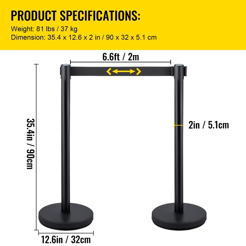 Happybuy 6 - Pack Crowd Control Stanchions with 3PCS 6.5FT
