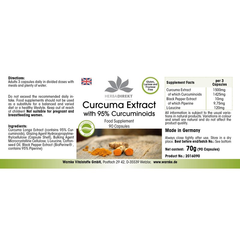 Curcuma (Turmeric) Capsules - Curcumin Extract with Black Pepper -