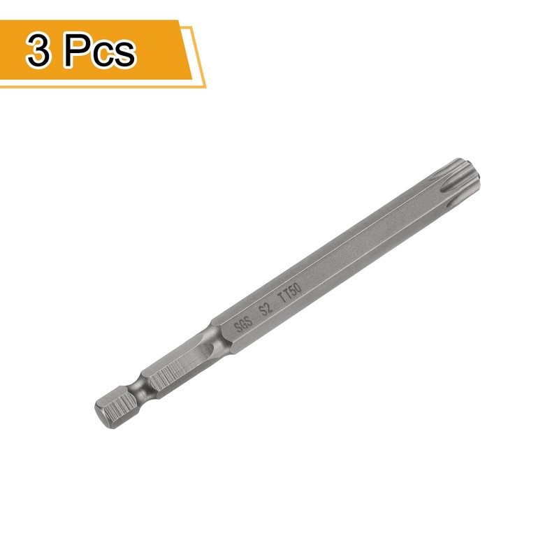 sourcing map 3pcs TT50 Security Torx Head Screwdriver Bit 4"