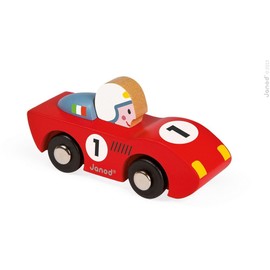 Janod J08545 Story Racing Wooden Car, Speed, Blau,rot