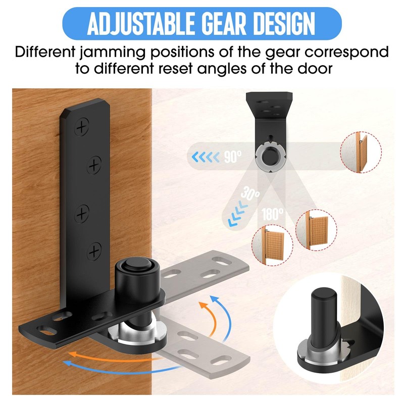 Heavy-Duty Self Closing Saloon Door Hinges, 1 Pack Black, Large
