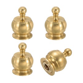 PATIKIL 17 x 23.5mm Lamp Finials Caps Knob, 4 Set Solid Brass Lamp Shade Top Decoration Screw Cap Nuts with Brass Reducing Adapter for Table Lamps Floor Lamps