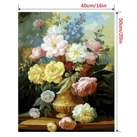 YIYUE Paint by Number for Adults Beginner, DIY Gift Canvas Painting Kits for Boys and Girls, Flower Oil Painting Kit, DIY Acrylic Paint Adult Crafts for Gift Home Wall 16x20inch, No.8
