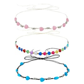 DOCILA Heart Cowboy Hat Band Women Men, Love Beaded Western Cowgirl Hats Belts, Summer Straw Sun Cap Accessories Headband