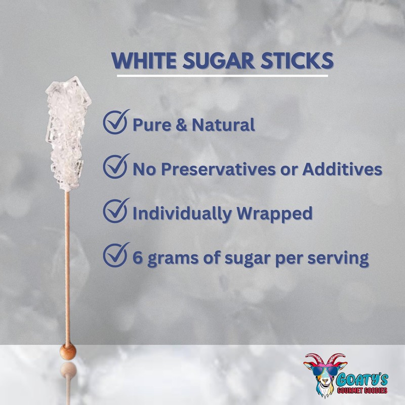 Goaty's Gourmet Goodies Crystal Rock Sugar Sticks, 5.75" Long, 25