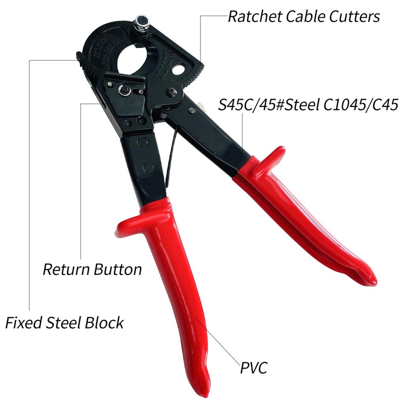 Socpuro Heavy Duty Ratchet Cable Cutter, Aluminum Copper Wire Up