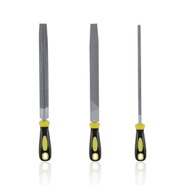 CMENINCY 8 Inch Metal File Set, 3 Piece, Carbon Steel File Double Cut, Includes Round/Half-Round/Flat for Metalworking and Wood