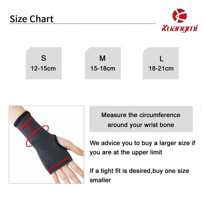 Kuangmi Sport Wrist Support Compression Wrap for Carpal Tunnel (Small,