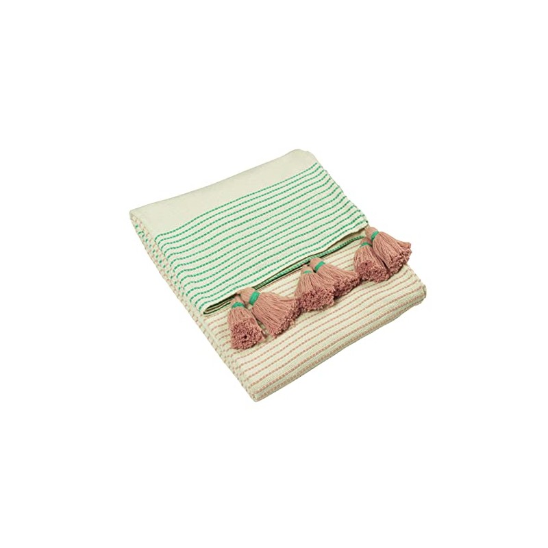 furn. Banda Throw, Cotton, Mink/Pink