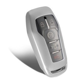 WORCAS Carcasa de TPU suave de alta calidad compatible con Ford Fusion F-150 Edge Explorer Mustang Lincoln MKZ MKC funda para llave (plata)
