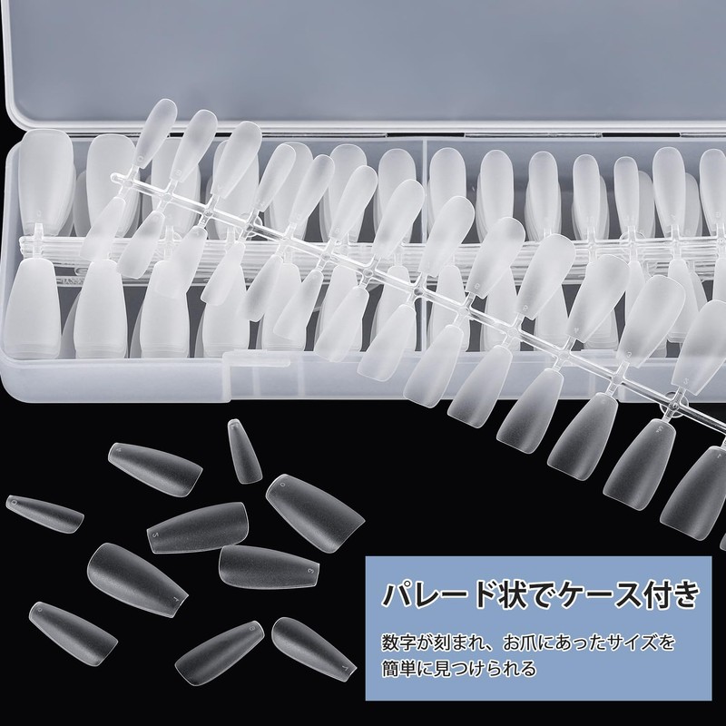 Nail Tips, Ultra Thin, Set of 300, 15 Sizes, Pre-Sanded,