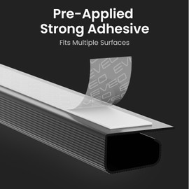 EVEO EVEO Cable Management Under Desk Kit (6 Units)-Under Desk Cable Management Cord Cover,Cable Hider Cord Management Under Desk Cable Organizer Self-Adhesive Cord Organizer Tray-96''JChannel 6X16 -Black