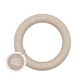 HEVEA Kawan Natural Rubber Teething Ring Baby in Single Pack - 100% Organic, Safe & Danish Design for Babies - Free from BPA, PVC, Plastic and Phthalates (Sand)