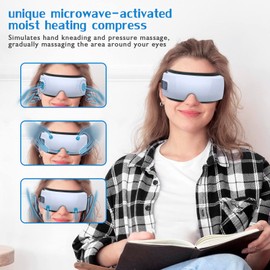 Upgraded Eye Mask Massager with Heat & Compression - FSA & HSA Approved - Reduces Migraines, Dark Circles & Dry Eye - Improves Sleep - Ideal Gift