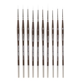 Creative Mark Fine Tip Liner Paint Brush Set of 10 Ultra Fine Detail Soft Hair Paint Brush for Watercolor, Gouache, Inks, Acrylic, Oils, Technical Artists, and Illustrators