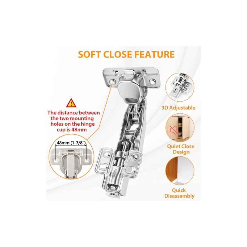 TamBee 175 Degree Hinges Frameless Cabinet Doors Hinges 48mm Concealed