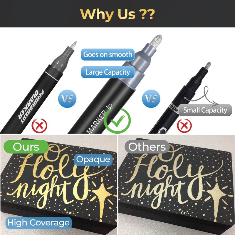 Liquid Gold Metallic Paint Pen - 2 Pack Reflective Mirror