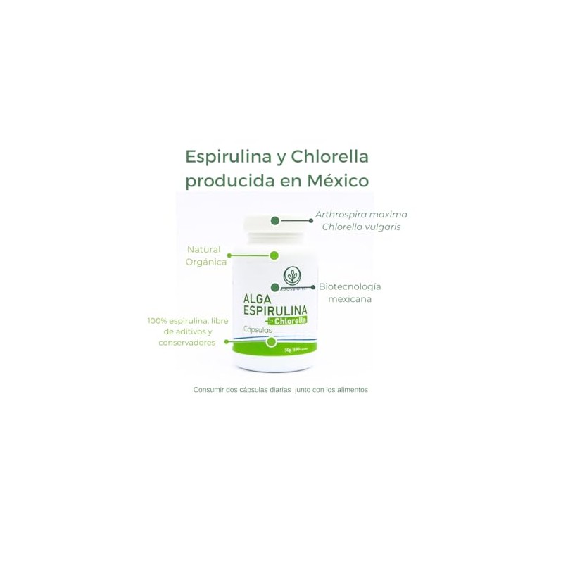 Alga Espirulina y Chlorella en Capsulas, Pack de 3 Piezas