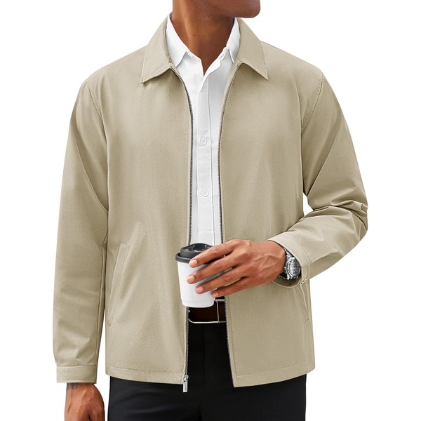 Runcati Mens Lightweight Jackets Full Zip Business Casual Windbreaker Fall
