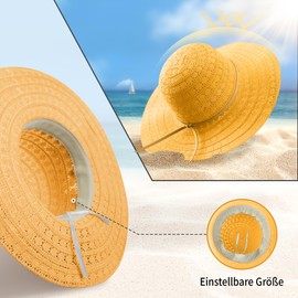 Procity Foldable Straw Hat Women's Sun Hat UV Protection Beach Hat with Wide Brim, Paris Orange