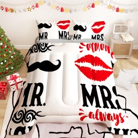 Namoxpa Love Theme Comforter Sets for Mens Womens Adults Teens,Acrylic Painting with Bright White Black and Red Colors.Decorative Bedding Comforter Sets with 2 Pillow Shams, Twin Size