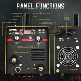 DNA MOTORING 120A/110V MIG Welder, Stick 3 in 1 Lift TIG Portable Welding Machine, IGBT Inverter Flux Core Welder with LED Digital Display, Yellow, TOOLS-00379