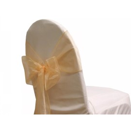 Party Favors Plus 72 Chair Bow Organza Sashes Chair Wedding Party Bows 9" x 10ft-Peach