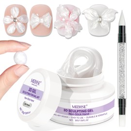 MIZHSE 3D Gel for Nails, 30g Pearl White Solid Sculpting Gel Non Stick Hand 3D Carving Nail Art for DIY Salon at Home Need Lamp Cure