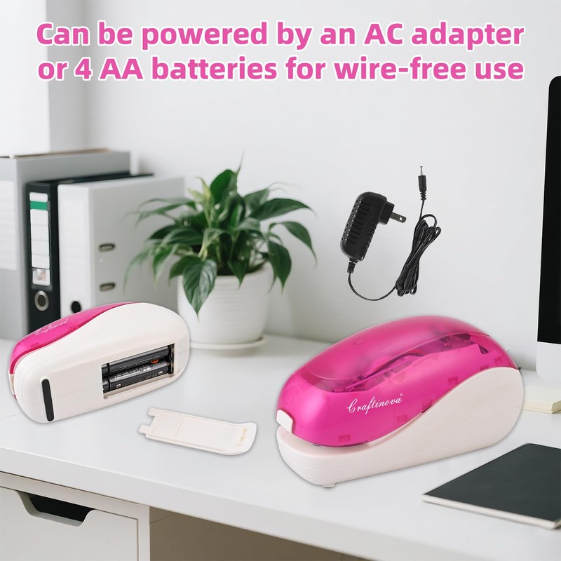 Craftinova Electric Stapler-Pink,Including 2000 Staples and 1 Staple Remover, Suitable