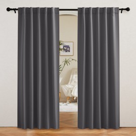 RYB HOME Blackout Curtains 80 inches Long Thermal Insulating Large Window Curtains for Living Room Sliding Glass Door Dining Home Office Backdrop, Grey, W 42 x L 80 per Panel, 2 Panels