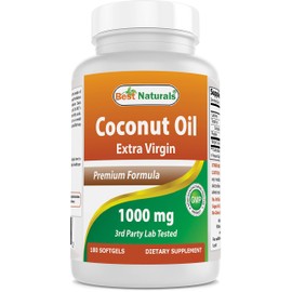 Best Naturals Extra Virgin Coconut Oil 1000 mg Softgel, 180 Count