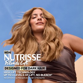 Garnier Permanent Hair Colour, Nutrisse Blonde Lift, Blonde For Dark Hair, With Anti-Brass Conditioner, For Non-Coloured Hair, Cruelty Free, Vegan Formula, Shade UL3 Honey Blonde