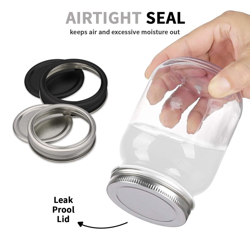 novelinks 16 OZ Clear Plastic Mason Jars with Airtight Lids