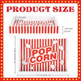 Movie Night Supplies Wooden Serving Snack Tray with Handles for Popcorn Bucket Bowl Box Reusable Snack Storage Box Organizer Holder for Family Theater Room Decor
