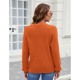 Naggoo Womens Chunky Sweater Soft Long Sleeve Fall Sweaters Pullover Knit Tops Burnt Orange L