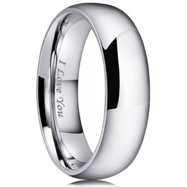 King Will BASIC 7mm Mens Wedding Tungsten Ring Original Color Full High Polished with Laser Etched I Love You 10.5