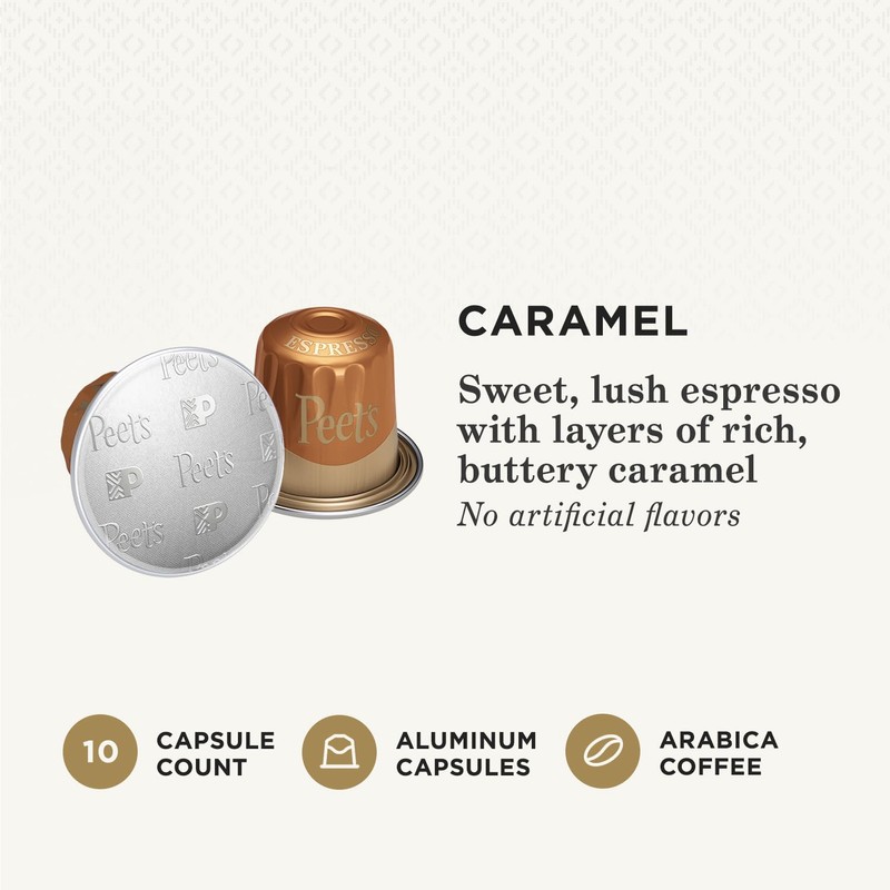 Peet's Coffee, Dark Roast Espresso Capsules Compatible with Nespresso Original
