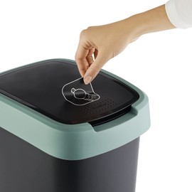 Rotho Twist Bin 25 L with Lid, Plastic, Turquoise/Charcoal