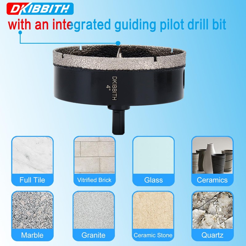 4" Diamond Hole-Saw Bits with Pilot Drill Bit 4 in