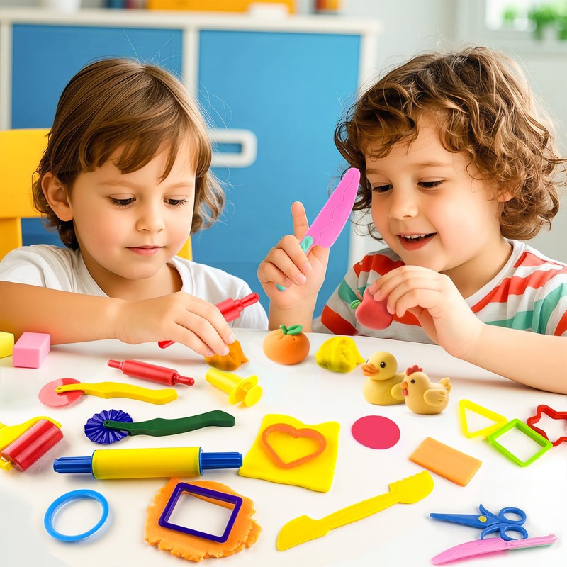 Dough Tool Kit,15 Pcs Basic Dough Play Tools Starter Set