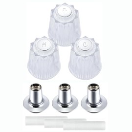 ZephyrJazz Bathtub and Shower 3 Piece Windsor Replacement Handles for Price Pfister Systems, 12 Point Broach,3 Piece Set of Hot, Cold, Diverter, Clear Acrylic