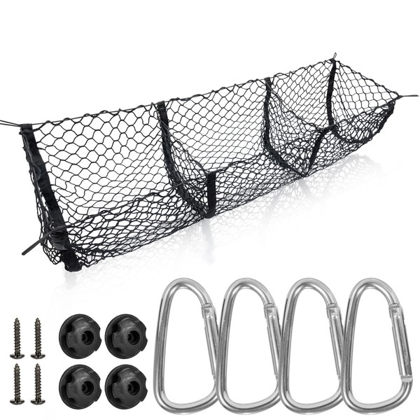 Kakaswise Cargo Net Trunk Bed Organizer,Mesh Storage Net with 4