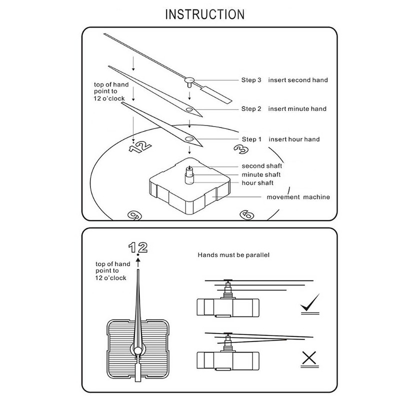 ZZHXSM 14-Piece Black Clock Hand Set, Silent Movement, Aluminum Replacement