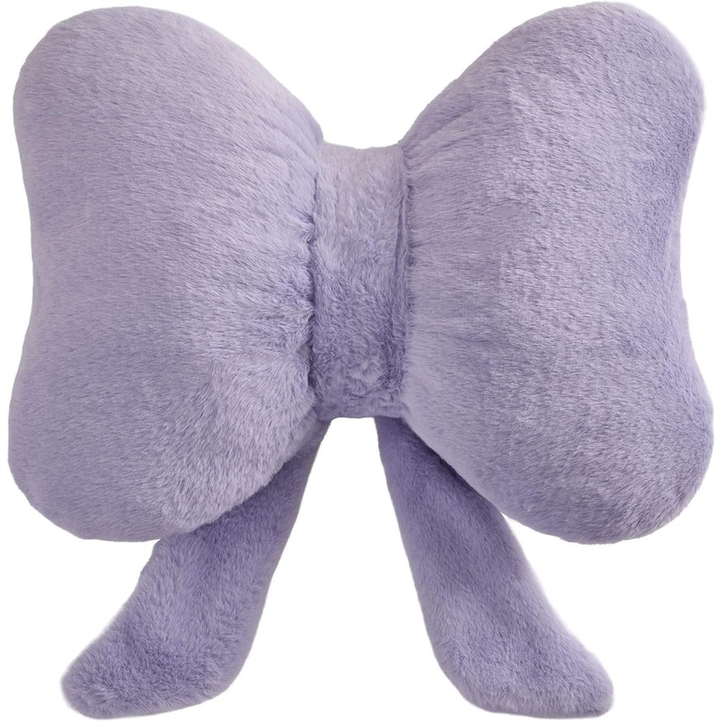 2Pcs Purple Bow Pillow, Throw Pillows Soft Bow Decorative Pillows,